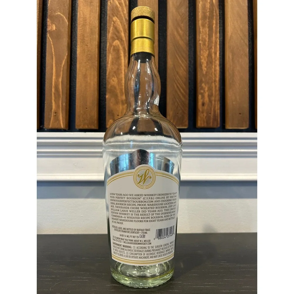 Weller CYPB Empty Bourbon Bottle 750ml White Gold Label Buffalo Trace Decor